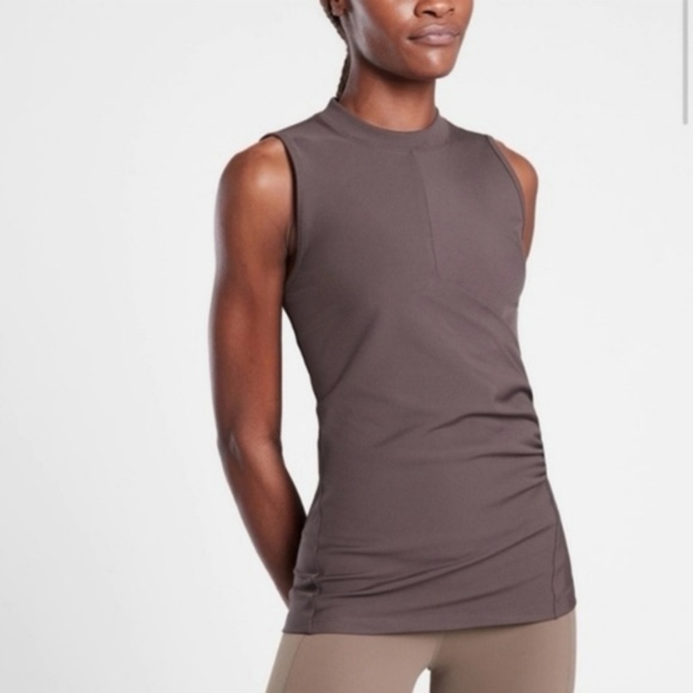 Athleta Taupe High-Neck Sleeveless Tank